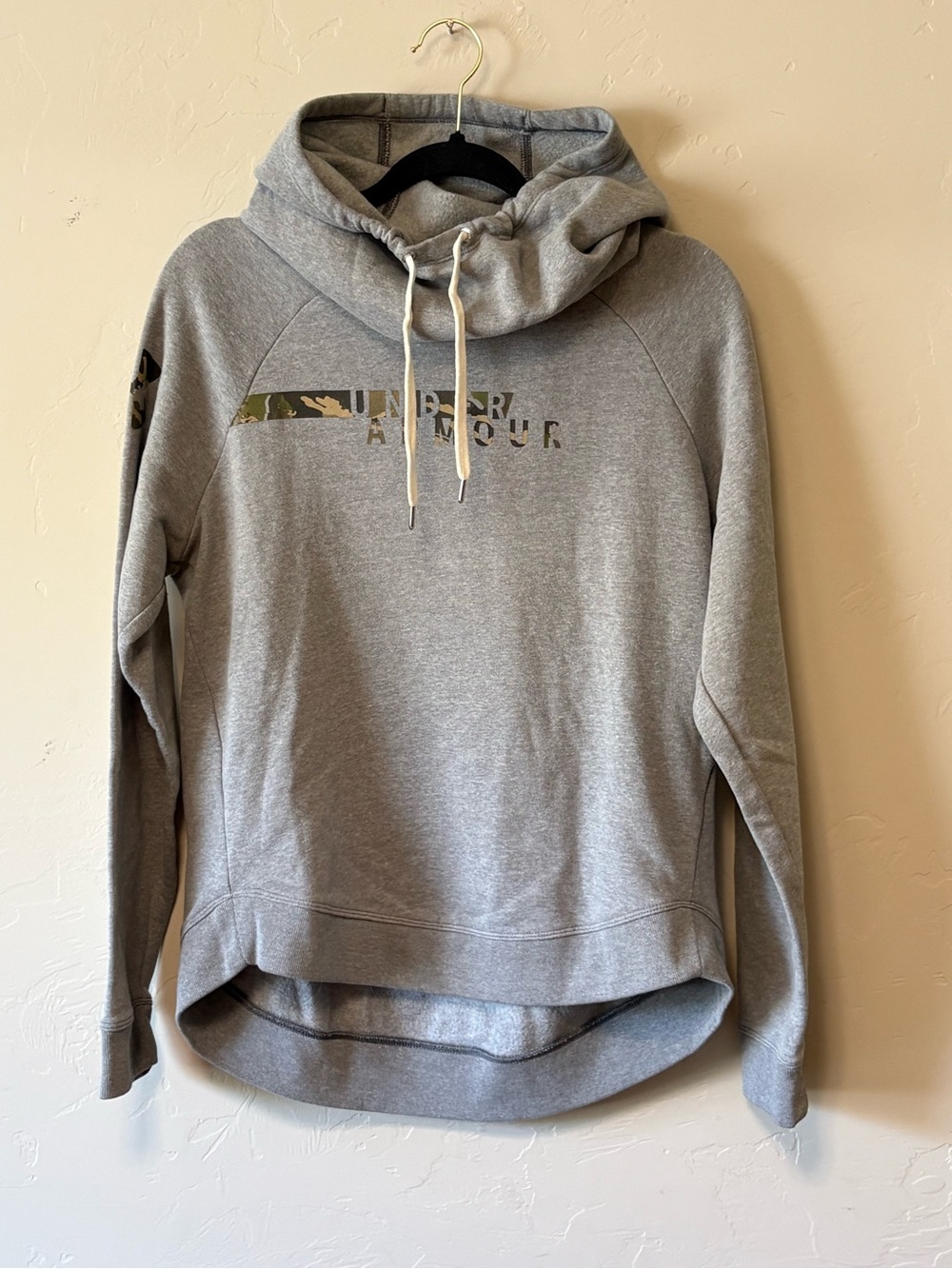 Women’s Under Armour Gray Funnelneck Hoodie ColdGear Large Loose fit